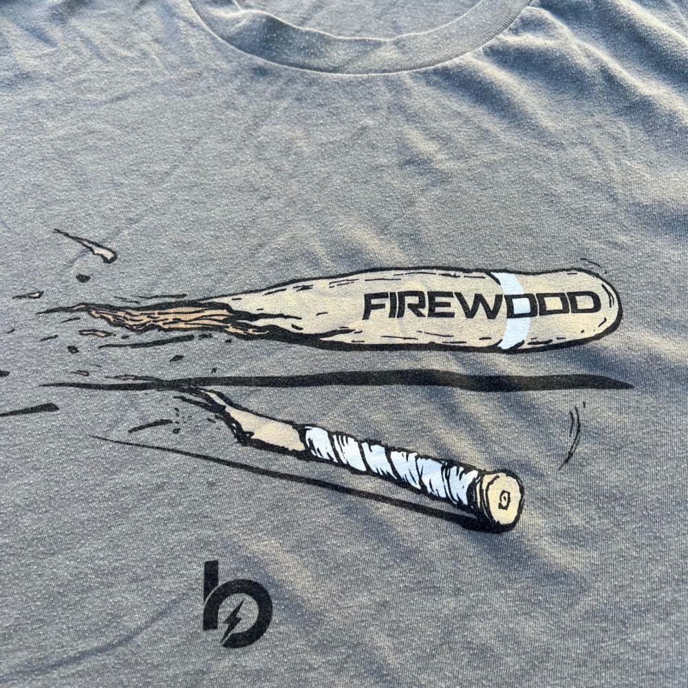Firewood Broken Baseball Bat Graphic T-Shirt Mens Gray Short Sleeve Tee Large